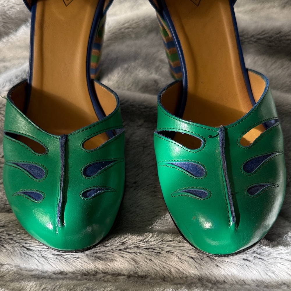Size 6 Fluevog Green Maier Platform Heels - Picture 2 of 9